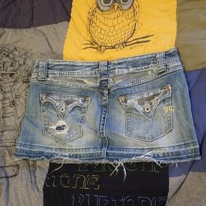 Miss me denim miniskirt camo snap pockets L